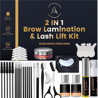 Wimperlift Kit - Wenkbrauw Laminatie - Schoonheidsroutine Thuis - 2-in-1 Oplossing - 15 Toepassingen - Niet Van Toepassing