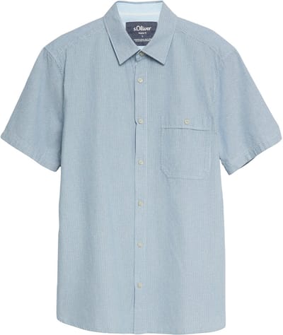 s.Oliver - male - Regular fit: fijn gestructureerd shirt met korte mouwen