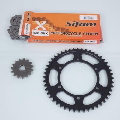 Kit chaîne Axring pour Moto Yamaha 600 Fazer 1998 à 2003 15X48 pas 530 Neuf
