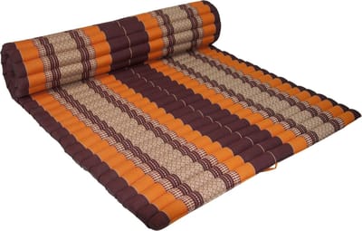 Fine Asianliving Thaise Mat Oprolbaar Matras 200x100x4.5cm Zwart Oranje Meditatie Mat Matras