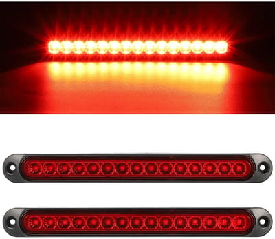 GELLDG 2 Stuks Achterlicht Complete Sets - 15 LED Vrachtwagen Zijlichten - 25x1.5cm 12-24V Waterdicht Stop & Richtingaanwijzer Laadlicht - Geschikt voor Offroad LKW Pickup Auto RV UTV ATV - Plastic