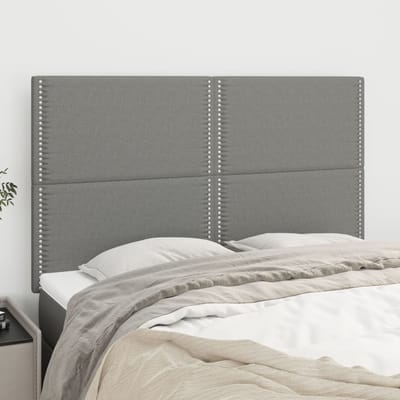 vidaXL - Hoofdbord - donkergrijs - 144x5x118/128 - cm - Stof