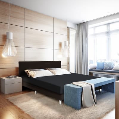 HappyBed Hoeslaken Anthracite Hoeslaken - 100% katoen - 80/90x200/220 cm - Onderlaken - Verfijnd jerseykatoen - Ademend katoen - Perfecte pasvorm
