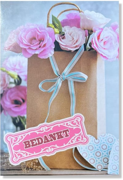 Bedankt Wenskaart - Bloemen - 12x17cm - gevouwen kaart Inclusief envelop
