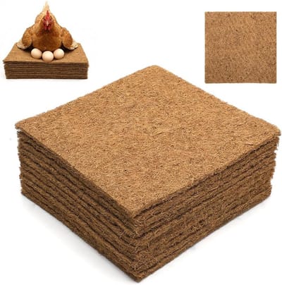 Set van 10 Kippen Nesten, 30 x 30 cm, Natuurlijke Kokosvezel, Herbruikbare en Absorberende Nestmatten voor Kippenhok, Comfortabel en Hygiënisch voor Eieren en Warmte