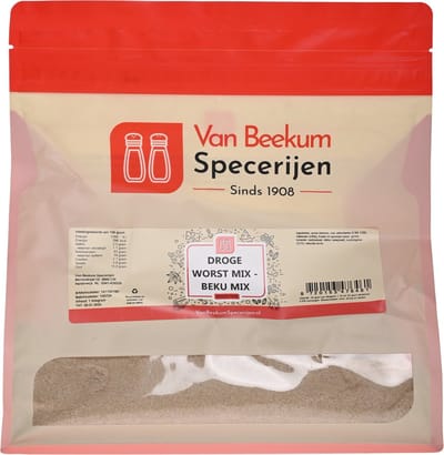 Van Beekum Specerijen - Droge Worst Mix - Beku Mix - 1 KG (hersluitbare stazak)