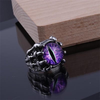 Bagues Rétro Gothiques Œil Maléfique Bleu Pour Hommes Femmes Unisexe Punk Griffe de Dragon Hip Hop Bague de Doigt Réglable Bijoux Esthétiques resizable gray