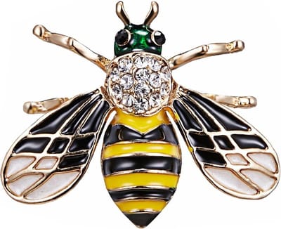 Fako Bijoux® - Broche - Bij - Bee - Kirstal - 27x34 mm - Geel/Zwart