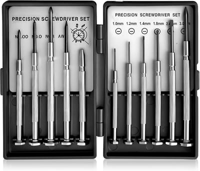 11-delige schroevendraaierset, horlogegereedschapsset, fijnmechanische schroevendraaier, mini-schroevendraaierset, kleine brillenreparatieset (met 1 sterke magneet)