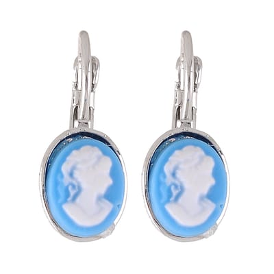 Behave- Oorbellen - Vintage Camee Oorbellen – Blauw & Zilverkleur –