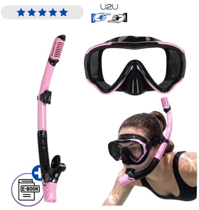 Snorkel Masker Set Roze Zwart - Duikmasker Met Droge Snorkel - Zwembril Voor Snorkelen En Duiken - Gehard Glas - Siliconen Pasvorm - Comfortabel Ademhalen - Snorkelset Voor Volwassenen En Kinderen Vakantie Met Ebook