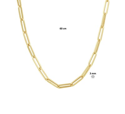 Geelgouden Collier paperclip vierkante buis 3 4022854 60 cm