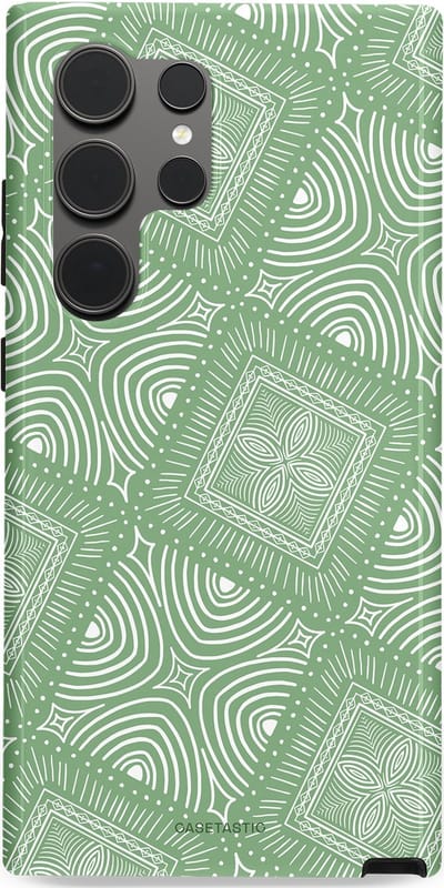 Casetastic Hoesje Geschikt voor Samsung S24 Ultra - Stijlvolle Beschermende Duo-layer Case - Groene Mandala