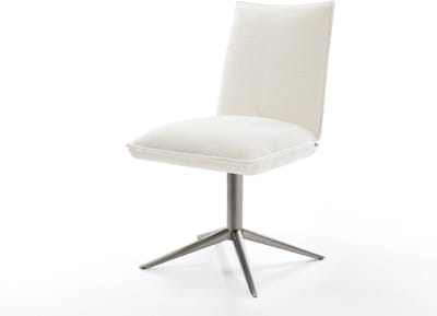 Eetkamerstoel Lelio-Flex kruispoot grafiet bouclé zacht beige 360° draaibaar rocker-functie pocketveer kern