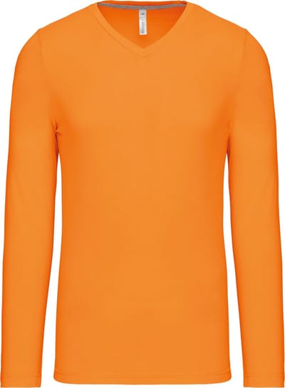 Kariban T-shirt V-hals lange mouwen K358 - orange - 4XL