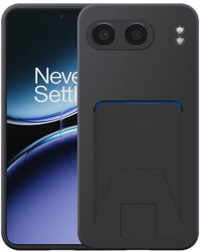 Geschikt voor OnePlus Nord 4 Telefoonhoesje met Verstelbare Leren Pasjeshouder - Flexible Back Cover Case Siliconen TPU with Adjustable Leather Cardslot - Zwart - Smartphonica geschikt voor OnePlus Nord 4