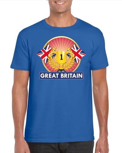 Blauw Engels kampioen t-shirt heren - Groot Brittannie supporters shirt S