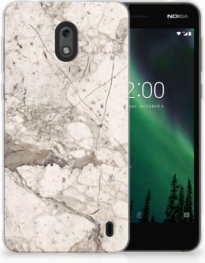 Nokia 2 TPU Siliconen Hoesje Marmer Beige