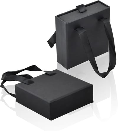 Sieraden geschenkdoos set van 2, fluwelen juwelendozen voor oorbellen, ringen en kettingen, 9 x 9 x 3,2 cm, ideaal voor verjaardagen en bruiloften, stijlvolle papieren geschenkdozen met deksels en handvatten