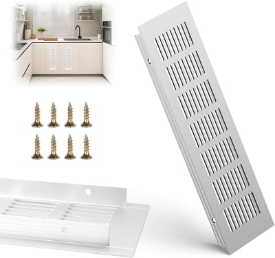 Aluminium Ventilatierooster 30 x 8 cm - Rechthoekig Zwart Luchtrooster voor Badkamer, Keuken, en Kasten