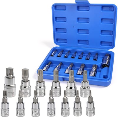 Dailygoods- Moersleutelset 13-delig - Torx/steeksleutelset - Chroom-molybdeen-staal - Schokbestendig - Corrosiebestendig - Professionele kwaliteit - Dopsleutelset