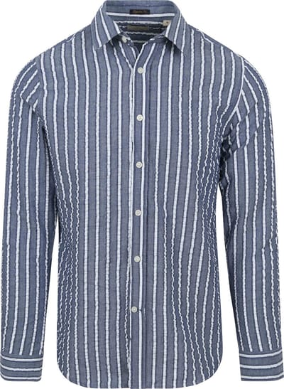 Dstrezzed Overhemd Leonard Seersucker Blauw Streep - Maat L - Heren - Overhemden Casual