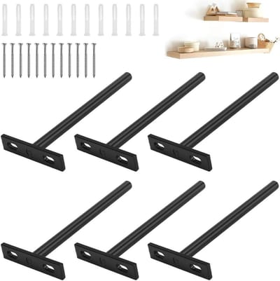 Set van 6 Zwevende Verborgen Planksteunen, 154x69mm, Stevige Plankondersteuning, Onzichtbare Plankhouder met Schroeven en Expansietubes voor Kasten en Wandplanken