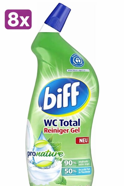 (8x) Biff - WC Total Gel - ProNature Toiletreiniger - Mint Eucalyptus 8 x 750ml