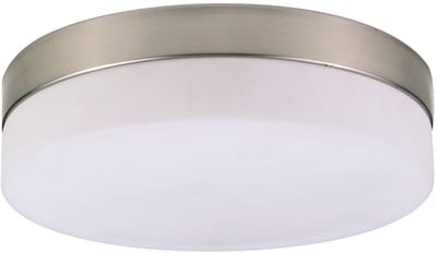 Plafondlamp 2-lichts ganglamp Glazen keukenlamp opaal, metaal nikkel mat, 2x E27, DxH 24x6,5 cm