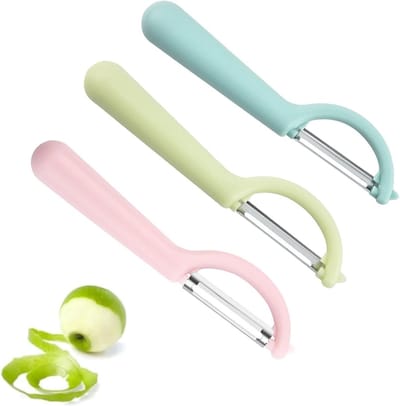 Solidchoice - 3 Stuks Universele Dunschiller Set, Tomato Peeler, Multifunctionele Peeler Voor Fruit, Roestvrij Stalen Aardappel, Peel Apple, Vegetable Peel, Wortels, Cucumbers (Rose Blue Green）