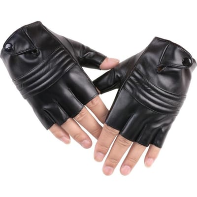 Gants Demi-Doigts Danse de Rue Performance Danse Boîte de Nuit Respirants Extérieur Cyclisme Fitness Conduite Homme et Femme Gants en Cuir one size black