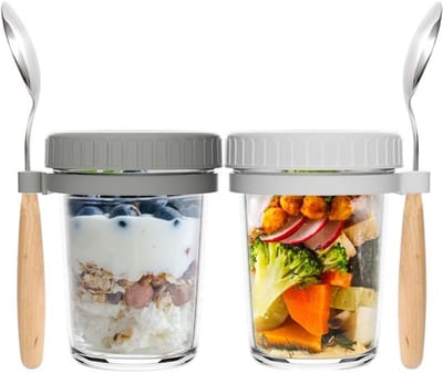 NTHProducts - Overnight Oat Jars - 2 Stuks - Airtight Ontbijt Potten - 350ml - Voor