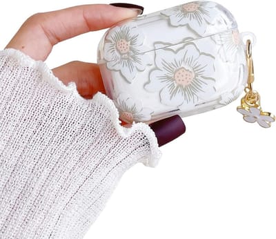 Schattig Doorzichtig Bloemen Hoesje voor AirPods Pro 2 (2022) met Sleutelhanger