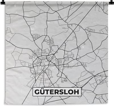 Wandkleed - Wanddoek - Stadskaart - Kaart - Duitsland - Plattegrond - Gütersloh - 180x180 cm - Wandtapijt