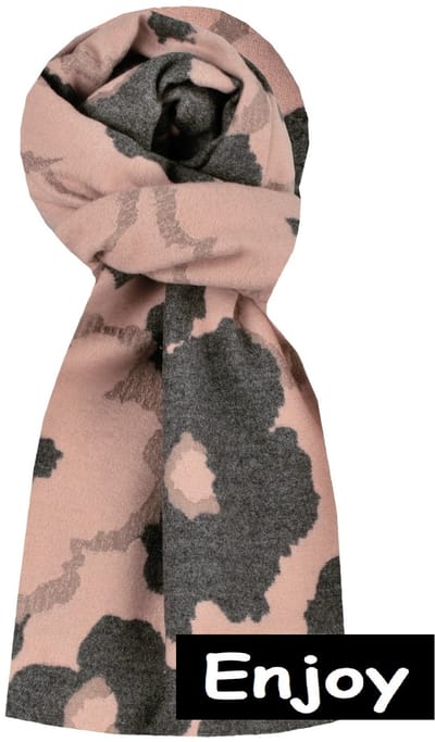 sjaal - roze /grijs- gebloemd -langwerpig -natuurlijke materialen -wintersjaal -Reversable