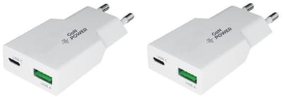 2 stuks OneOne 36W snellader met 2 poorten. USB C en USB A. Platte GAN Quick Charge lader. PD PPS oplader adapter past op Apple iPhone 13, iPhone 13 Mini, iPhone 13 Pro, iPhone 13 Pro Max, iPhone SE, iPhone X