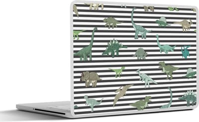 Laptop sticker - 11.6 inch - Kinderkamer - Dinosaurus - Zwart - Jongens - Meisjes - Kinderen - 30x21cm - Laptopstickers - Laptop skin - Cover