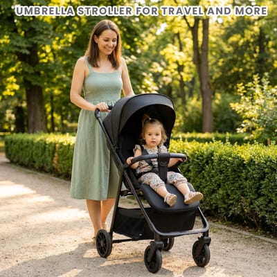Venzor - Ultracompacte Kinderwagen – Zwart - Lichtgewicht Reisbuggy met Verstelbare Rugleuning - Grote Opbergmand & Luifel – Zwart