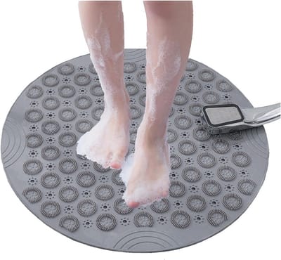 Antislip Douchemat met Massage Bubbels en Afvoergat - Veilig voor Badkamer en Douche (Rond)