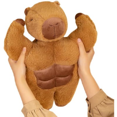 Capybara – poupée en peluche musculaire, jouet en peluche musculaire mignon, dessin animé Kawaii, oreiller Animal fort, cadeaux pour garçon et petite amie 38cm brown