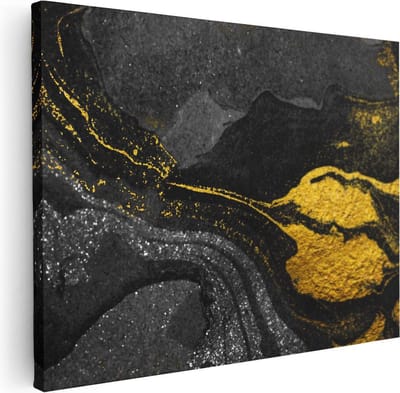 Artaza Canvas Schilderij Marmer Goud - 40x30 cm - Klein - Muurdecoratie Abstract - Wanddecoratie Woonkamer - Kamer Accessoires