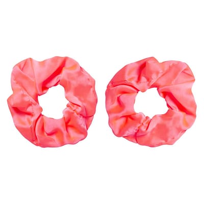 Apollo - Feest schrunchie - 2 stuks fluor rose one size - Carnaval accessoires - Carnaval - Feestkleding