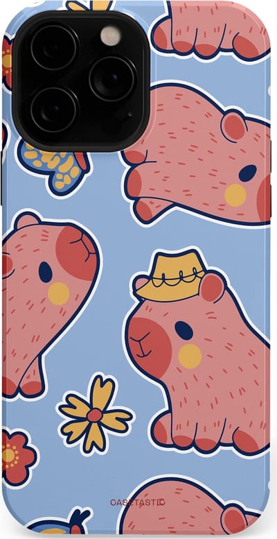 Casetastic Hoesje Geschikt voor Apple iPhone 13 Pro Magsafe - Stijlvolle Beschermende Duo-layer Case - Capibara geluk
