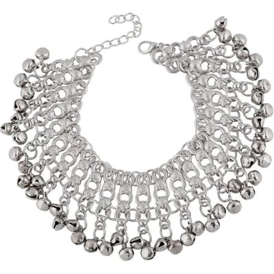 Vintage Etnische Zilveren Kleur Kwastje Bel Enkelbandje voor Vrouwen Meisje Strand Voet Armband Enkelbandjes India Sieraden Boheemse Accessoires gray