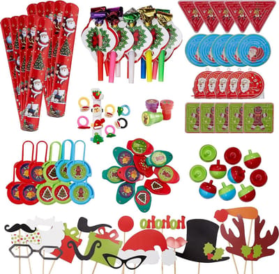100 Kerst Feest Speelgoed voor Kinderen - Perfect voor Kinderen Feestjes, Cadeaus, Adventskalender en Piñata Vullingen