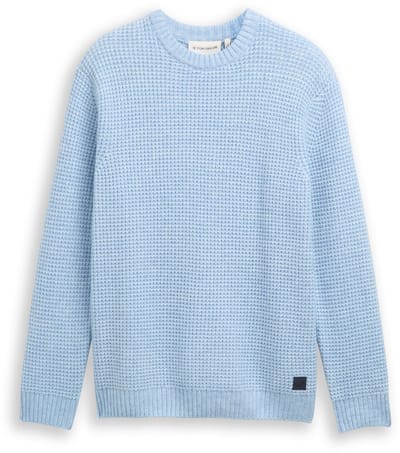Tom Tailor - Gebreide trui met wol - Maat XXL - sky blue melange white core