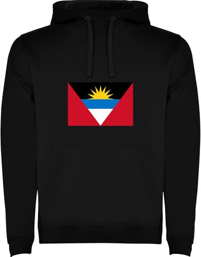 Zwarte Hoodie met Wereldse vlag land Antigua en Barbuda Full Color Maat M