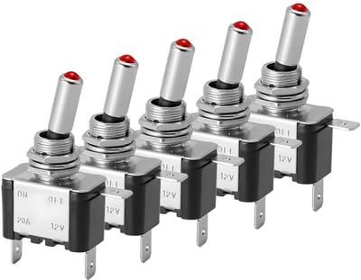 Dailygoody - Tuimelschakelaar - Waterdicht - 5 Stuks - 12V - Geschikt voor voertuigen - Rubberhout
