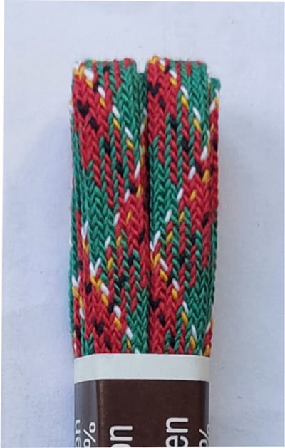 Tana Veter - Rood/Groen/Wit/Zwart/Geel- Meerkleurig - Plat - Lengte 90 cm - Breedte 6 mm - Schoenveter