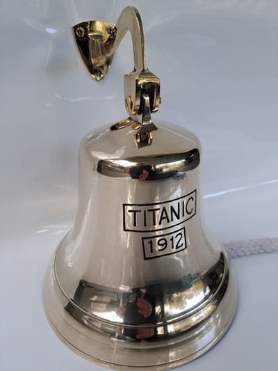 Messing XXL scheepsbel TITANIC 1912 JAV3P4950 uniek groot model diameter 18,5 cm - deurbel - voordeurbel cafebel - bel